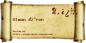 Ulman Áron névjegykártya